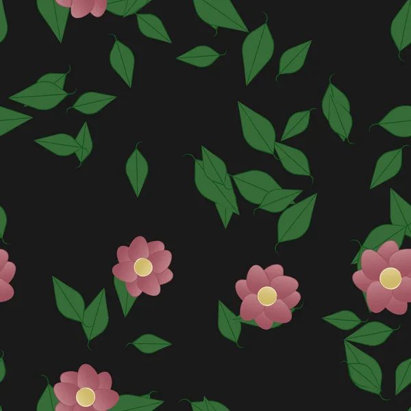 Vector Illustratie Van Drijvende Bloemen Bloei Bladeren Digitaal Behang Effen — Stockvector