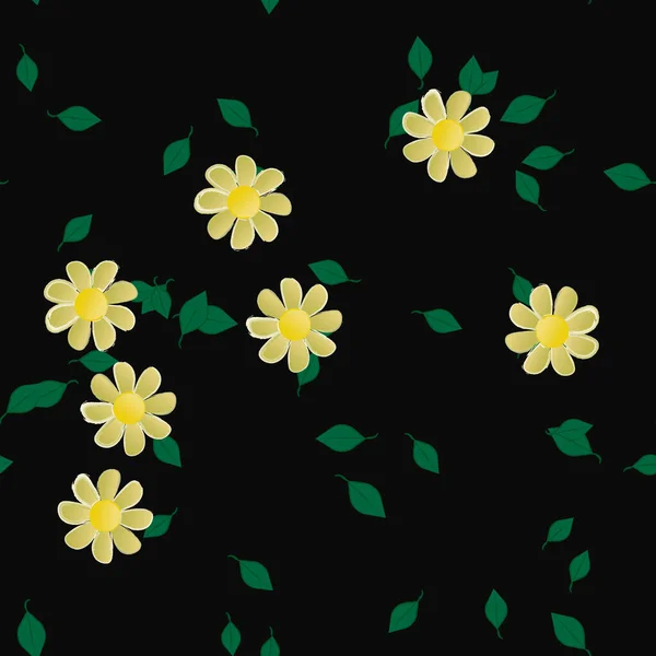 Ilustração Vetorial Flores Flor Folhas Papel Parede Digital Sobre Fundo —  Vetores de Stock