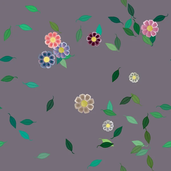 Follaje Flores Flores Florecen Fondo Pantalla Vector Ilustración — Vector de stock