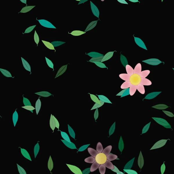 Follaje Flores Flores Florecen Fondo Pantalla Vector Ilustración — Vector de stock