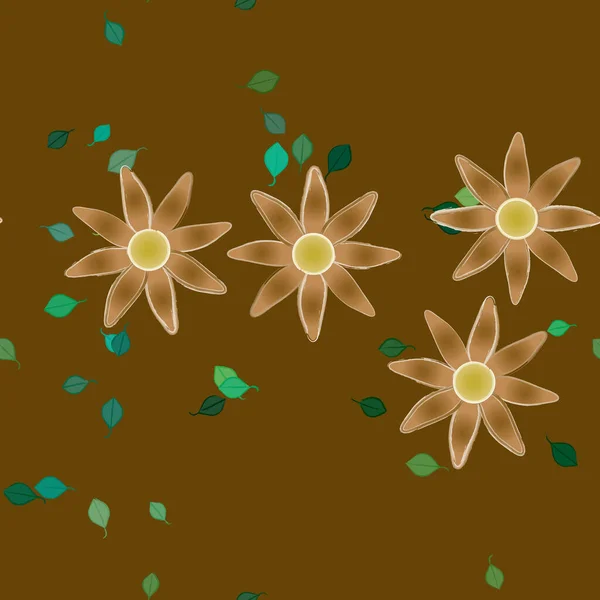 Ilustración Vectorial Flores Flor Hojas Fondo Pantalla Digital Sobre Fondo — Vector de stock