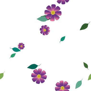 soyut çiçekler ve yapraklar, çiçekler duvar kağıtları, vektör illüstrasyonu