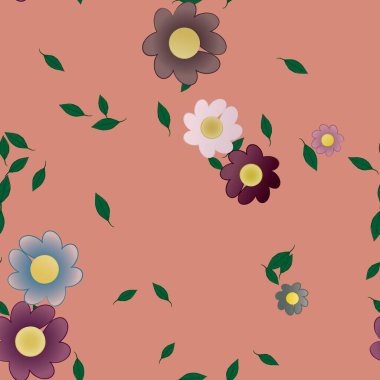 soyut çiçekler ve yapraklar, çiçekler duvar kağıtları, vektör illüstrasyonu