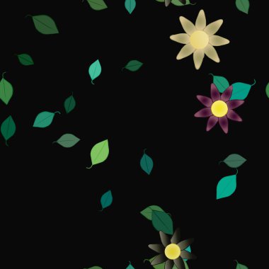 soyut çiçekler ve yapraklar, çiçekler duvar kağıtları, vektör illüstrasyonu