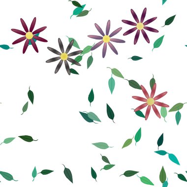 soyut çiçekler ve yapraklar, çiçekler duvar kağıtları, vektör illüstrasyonu