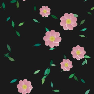 soyut çiçekler ve yapraklar, çiçekler duvar kağıtları, vektör illüstrasyonu