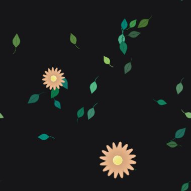 soyut çiçekler ve yapraklar, çiçekler duvar kağıtları, vektör illüstrasyonu