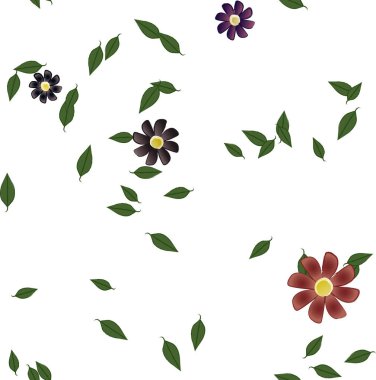 soyut çiçekler ve yapraklar, çiçekler duvar kağıtları, vektör illüstrasyonu