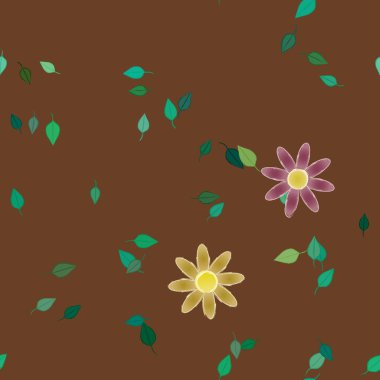 soyut çiçekler ve yapraklar, çiçekler duvar kağıtları, vektör illüstrasyonu