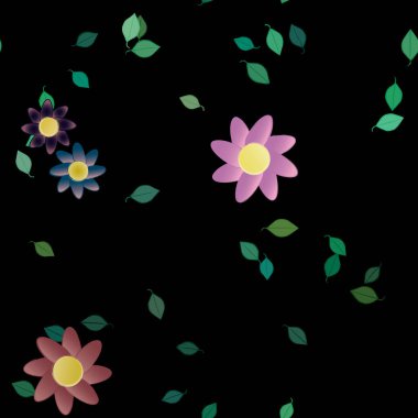 soyut çiçekler ve yapraklar, çiçekler duvar kağıtları, vektör illüstrasyonu