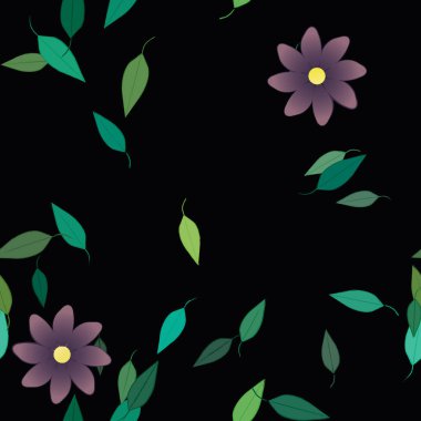 soyut çiçekler ve yapraklar, çiçekler duvar kağıtları, vektör illüstrasyonu