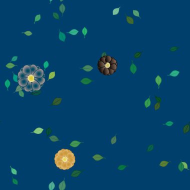 soyut çiçekler ve yapraklar, çiçekler duvar kağıtları, vektör illüstrasyonu