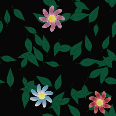 soyut çiçekler ve yapraklar, çiçekler duvar kağıtları, vektör illüstrasyonu