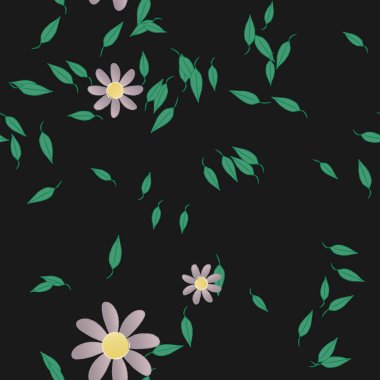 Çiçeklerin çiçek ve yapraklarla gösterimi, düz arkaplanda dijital duvar kağıdı