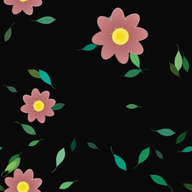 soyut çiçekler ve yapraklar, çiçekler duvar kağıtları, vektör illüstrasyonu