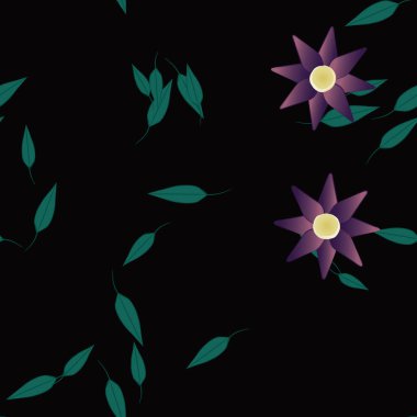 soyut çiçekler ve yapraklar, çiçekler duvar kağıtları, vektör illüstrasyonu