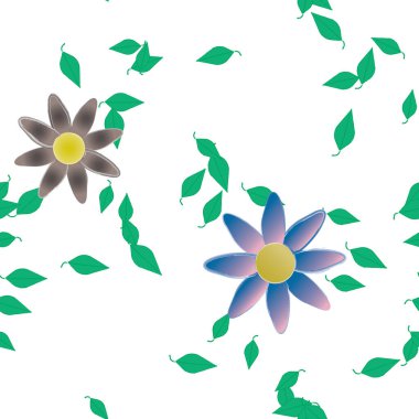 soyut çiçekler ve yapraklar, çiçekler duvar kağıtları, vektör illüstrasyonu