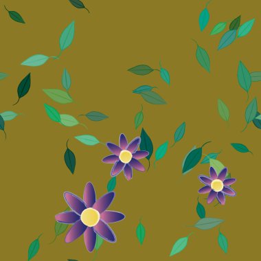 soyut çiçekler ve yapraklar, çiçekler duvar kağıtları, vektör illüstrasyonu