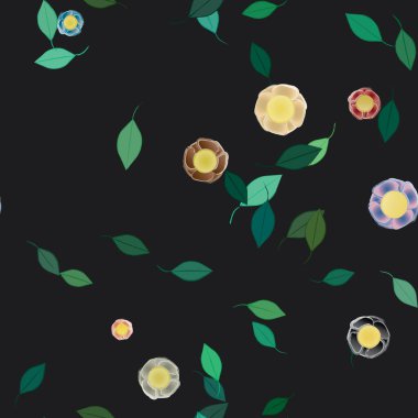 soyut çiçekler ve yapraklar, çiçekler duvar kağıtları, vektör illüstrasyonu