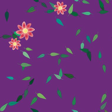 soyut çiçekler ve yapraklar, çiçekler duvar kağıtları, vektör illüstrasyonu