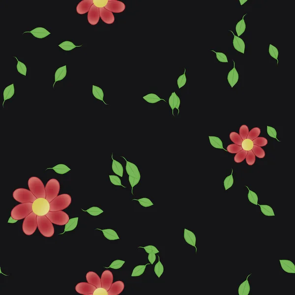 Ilustración Vectorial Flores Flotantes Flor Hojas Fondo Pantalla Digital Sobre — Archivo Imágenes Vectoriales