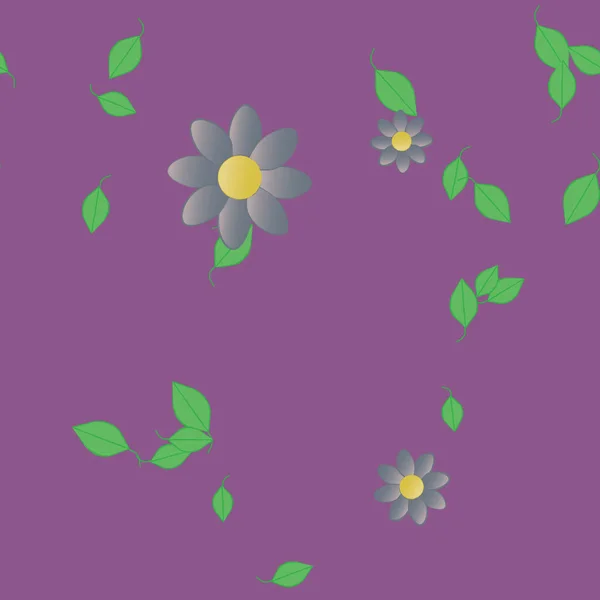 Vektor Illustration Blommor Blom Och Blad Digital Tapet Vanlig Bakgrund — Stock vektor