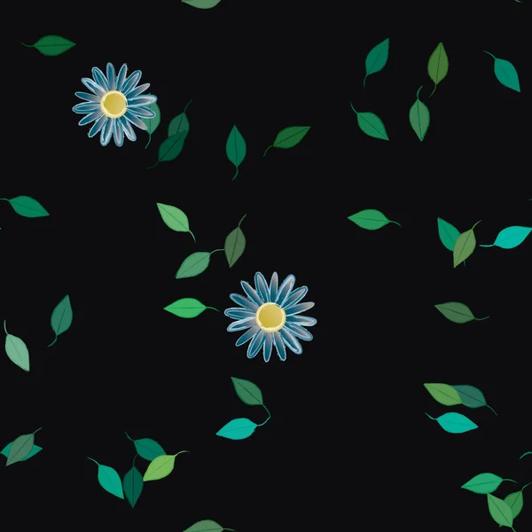 Ilustração Vetorial Flores Flor Folhas Papel Parede Digital Sobre Fundo — Vetor de Stock