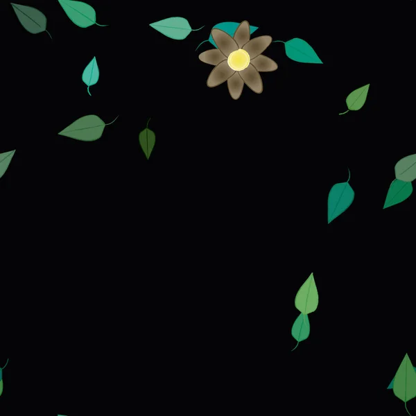 Vector Illustratie Van Bloemen Bladeren Digitaal Behang Effen Achtergrond — Stockvector
