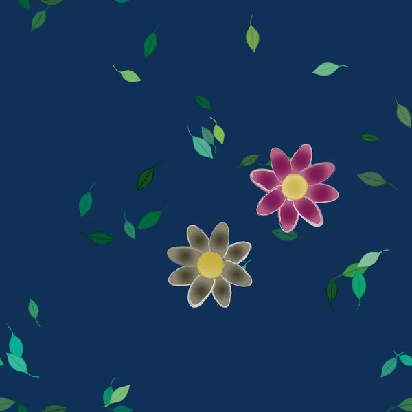 Ilustración Vectorial Flores Flor Hojas Fondo Pantalla Digital Sobre Fondo — Archivo Imágenes Vectoriales