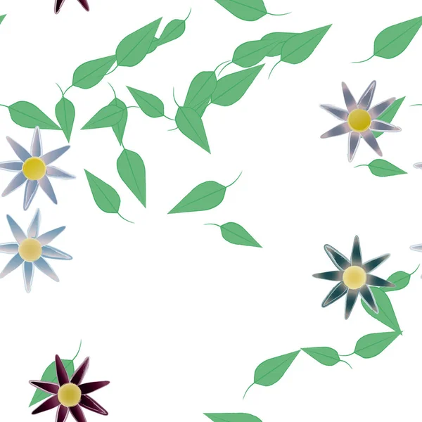 Vektor Illustration Flytande Blommor Blom Och Blad Digital Tapet Slät — Stock vektor