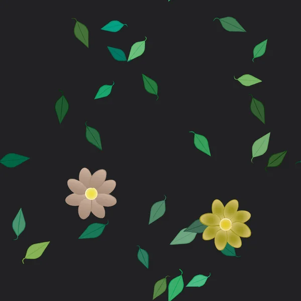 Ilustración Vectorial Flores Flor Hojas Fondo Pantalla Digital Sobre Fondo — Vector de stock