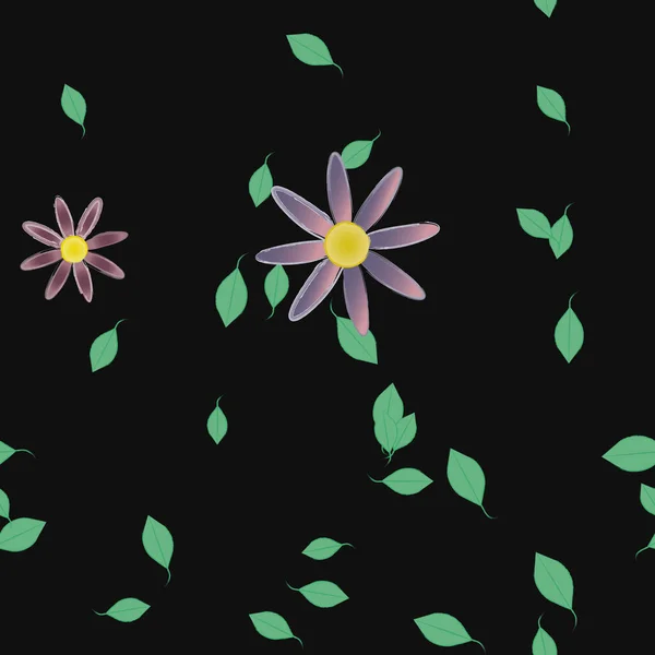 開花と葉の花のベクトルイラスト 無地の背景のデジタル壁紙 — ストックベクタ