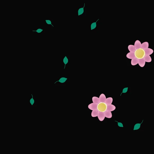 Ilustración Vectorial Flores Flor Hojas Fondo Pantalla Digital Sobre Fondo — Vector de stock