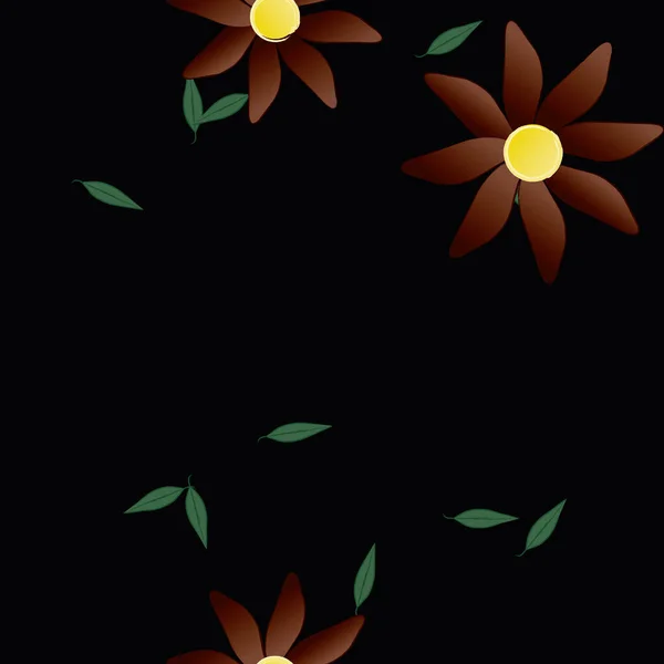 Flor Abstracta Follaje Flores Florecen Fondo Pantalla Vector Ilustración — Vector de stock