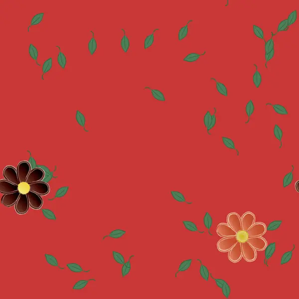 Ilustração Vetorial Flores Folhas Papel Parede Digital Sobre Fundo Liso —  Vetores de Stock