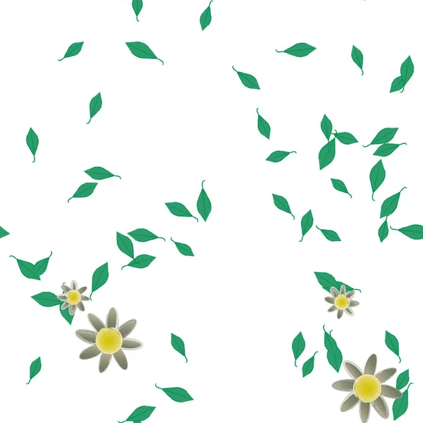 Ilustração Vetorial Flores Flutuantes Flor Folhas Papel Parede Digital Sobre — Vetor de Stock
