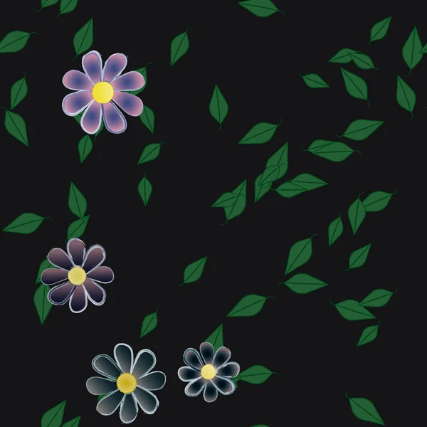 Ilustração Vetorial Flores Folhas Papel Parede Digital Sobre Fundo Liso — Vetor de Stock