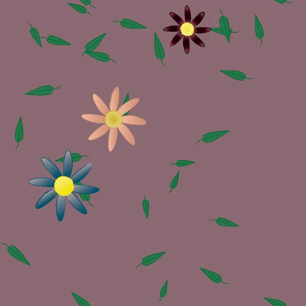 摘要花朵和树叶 花朵开花墙纸 病媒图解 — 图库矢量图片