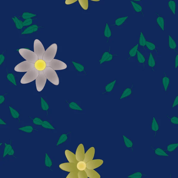 Vektor Illustration Blommor Och Blad Digital Tapet Slät Bakgrund — Stock vektor