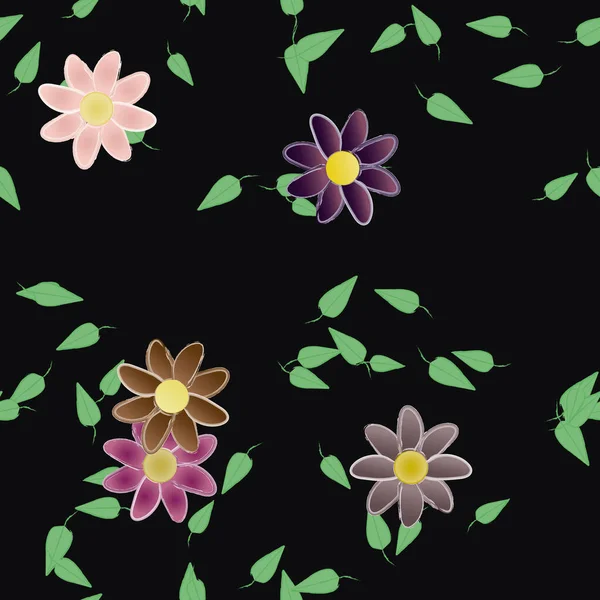 Ilustración Vectorial Flores Flor Hojas Fondo Pantalla Digital Sobre Fondo — Vector de stock