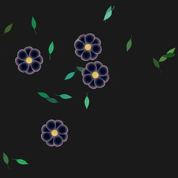 Vektor Illustration Flytande Blommor Blom Och Blad Digital Tapet Slät — Stock vektor