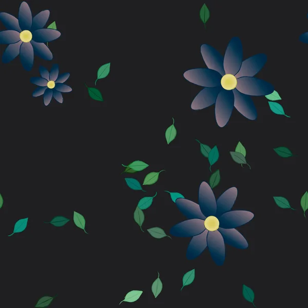 Illustration Vectorielle Fleurs Feuilles Papier Peint Numérique Sur Fond Uni — Image vectorielle