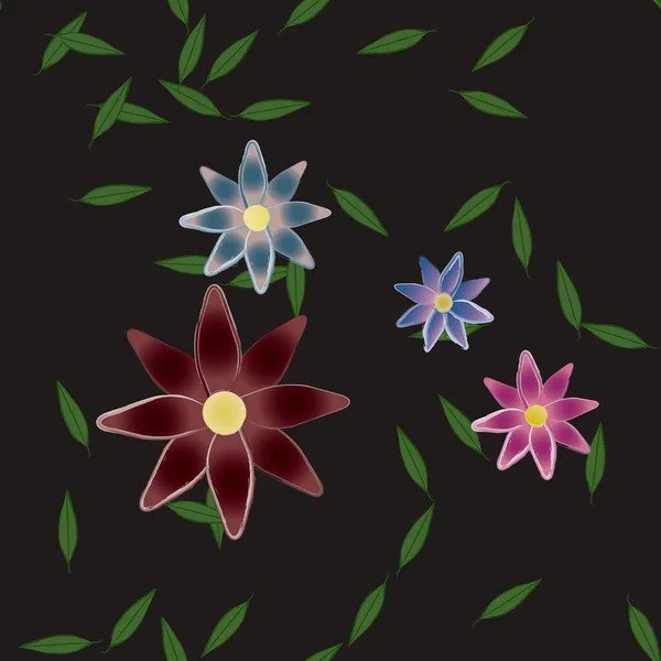 Vektor Illustration Von Schwimmenden Blumen Blüte Und Blättern Digitale Hintergrundbilder — Stockvektor