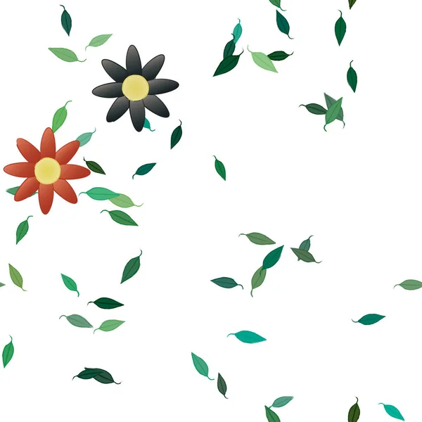 Ilustração Vetorial Flores Flor Folhas Papel Parede Digital Sobre Fundo — Vetor de Stock