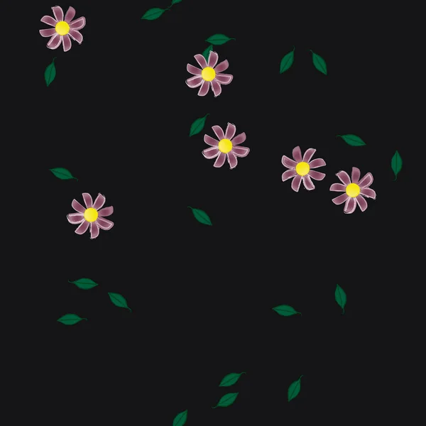 Ilustración Vectorial Flores Flor Hojas Fondo Pantalla Digital Sobre Fondo — Vector de stock