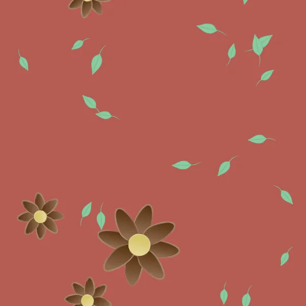 Vektorillustration Von Blühenden Blumen Und Blättern Digitale Hintergrundbilder Auf Schlichtem — Stockvektor