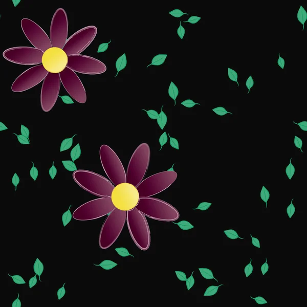 Ilustración Vectorial Flores Hojas Fondo Pantalla Digital Sobre Fondo Liso — Vector de stock