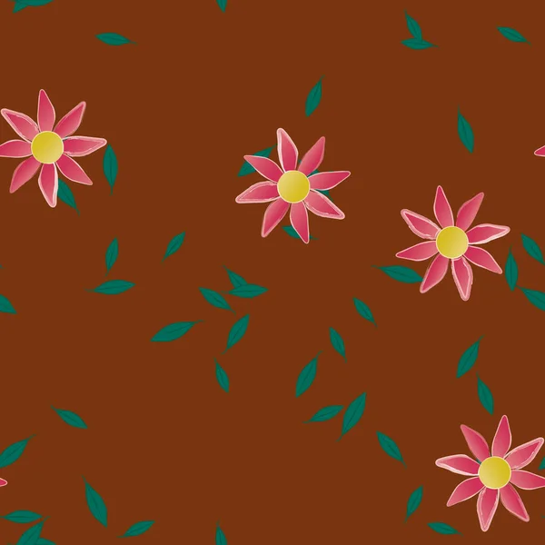 Vektorillustration Von Blumen Und Blättern Digitale Hintergrundbilder Auf Schlichtem Hintergrund — Stockvektor