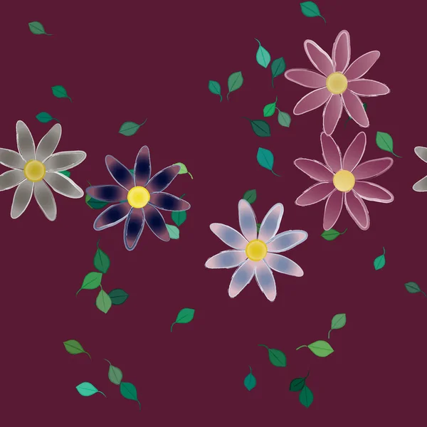 Illustration Vectorielle Fleurs Flottantes Fleurs Feuilles Papier Peint Numérique Sur — Image vectorielle