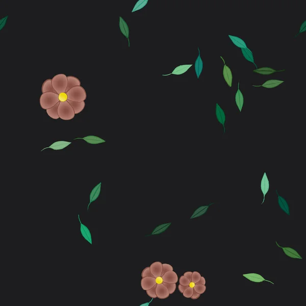 Vector Illustratie Van Bloemen Bloei Bladeren Digitaal Behang Effen Achtergrond — Stockvector